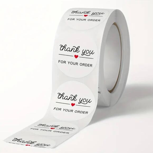 New 500 Piece Roll Self-Adhesive Thank You Stickers - Picture 2 of 4
